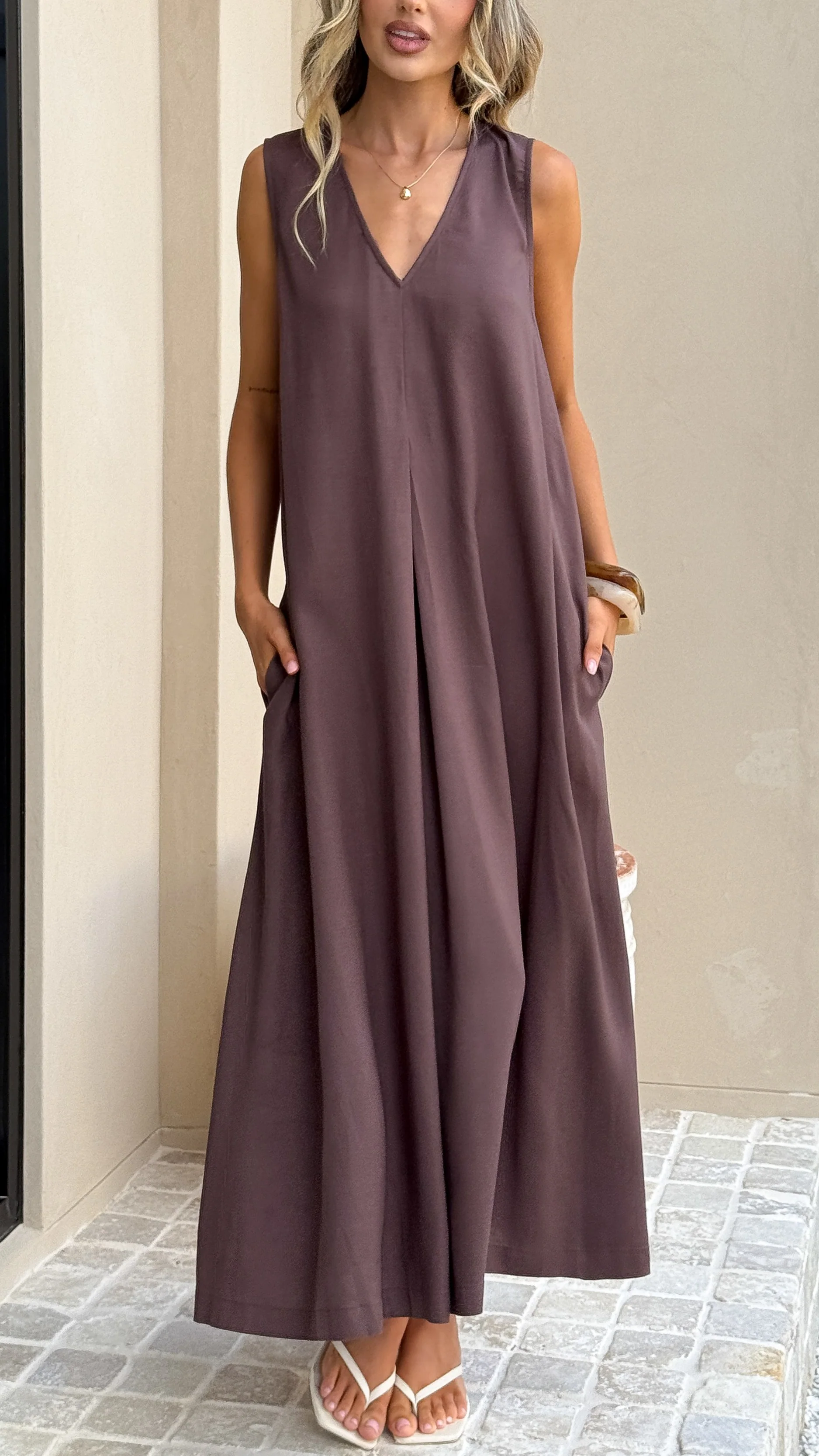 Aliah Maxi Dress - Chocolate
