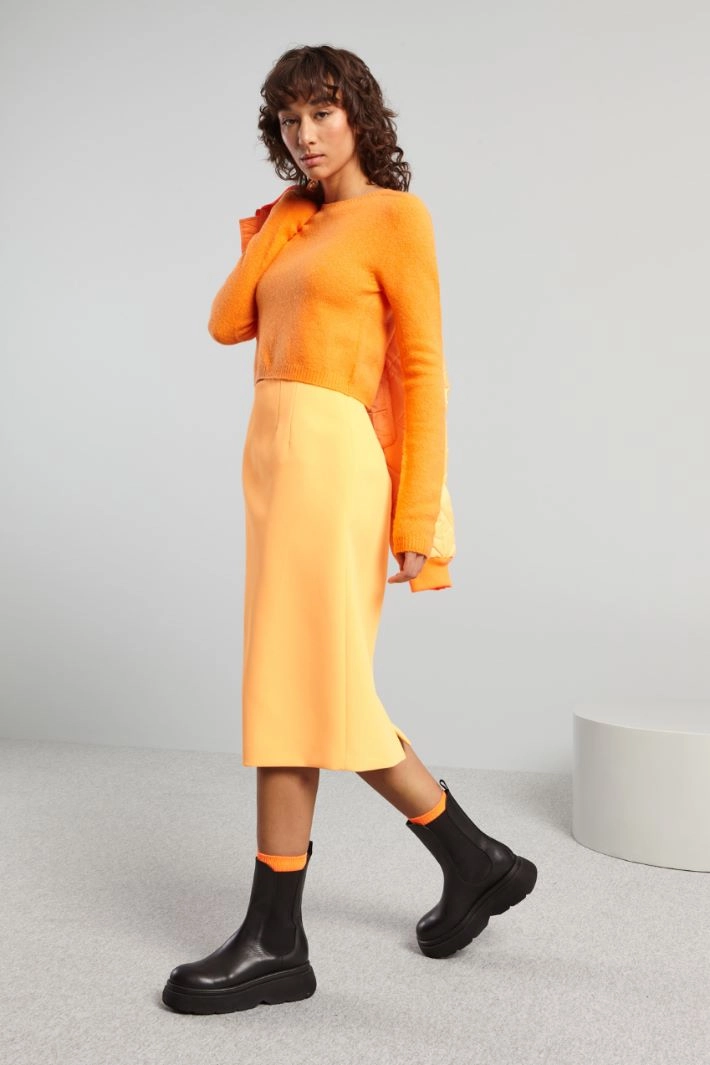 Wool cropped jumper - VIVID ORANGE