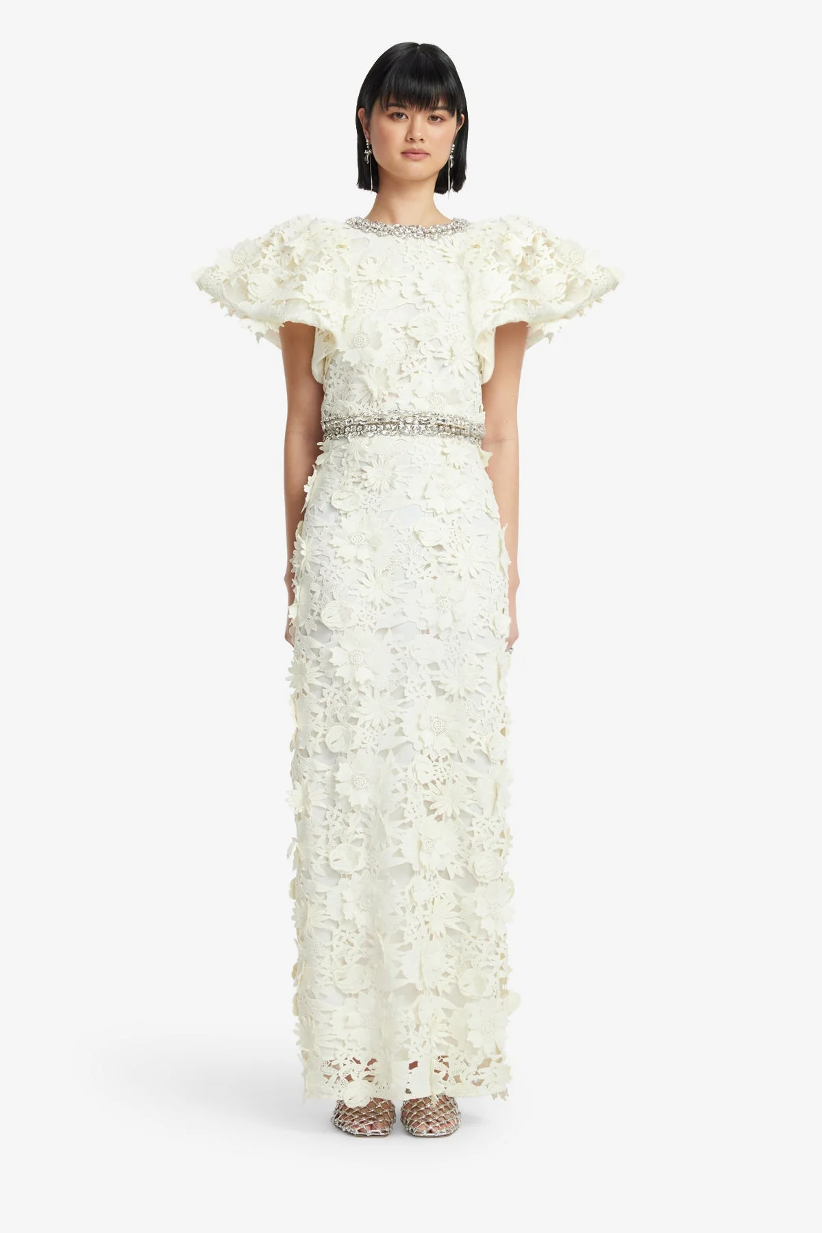 Kyra Embellished Lace Maxi Skirt - Snow