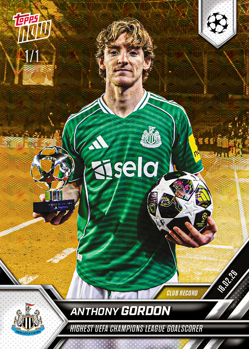 Anthony Gordon - 2025-26 UCL Topps NOW® - Card 92 - PR: 589