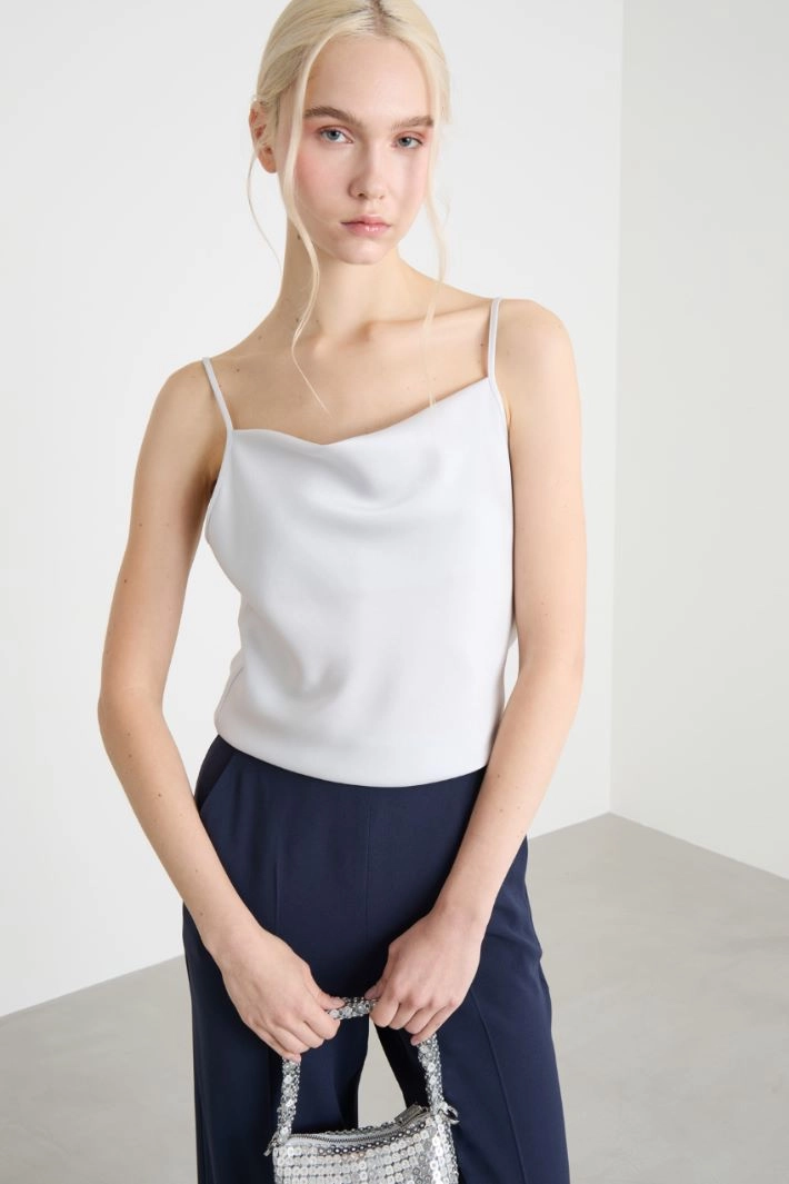 Fluid satin slip top - WHITE