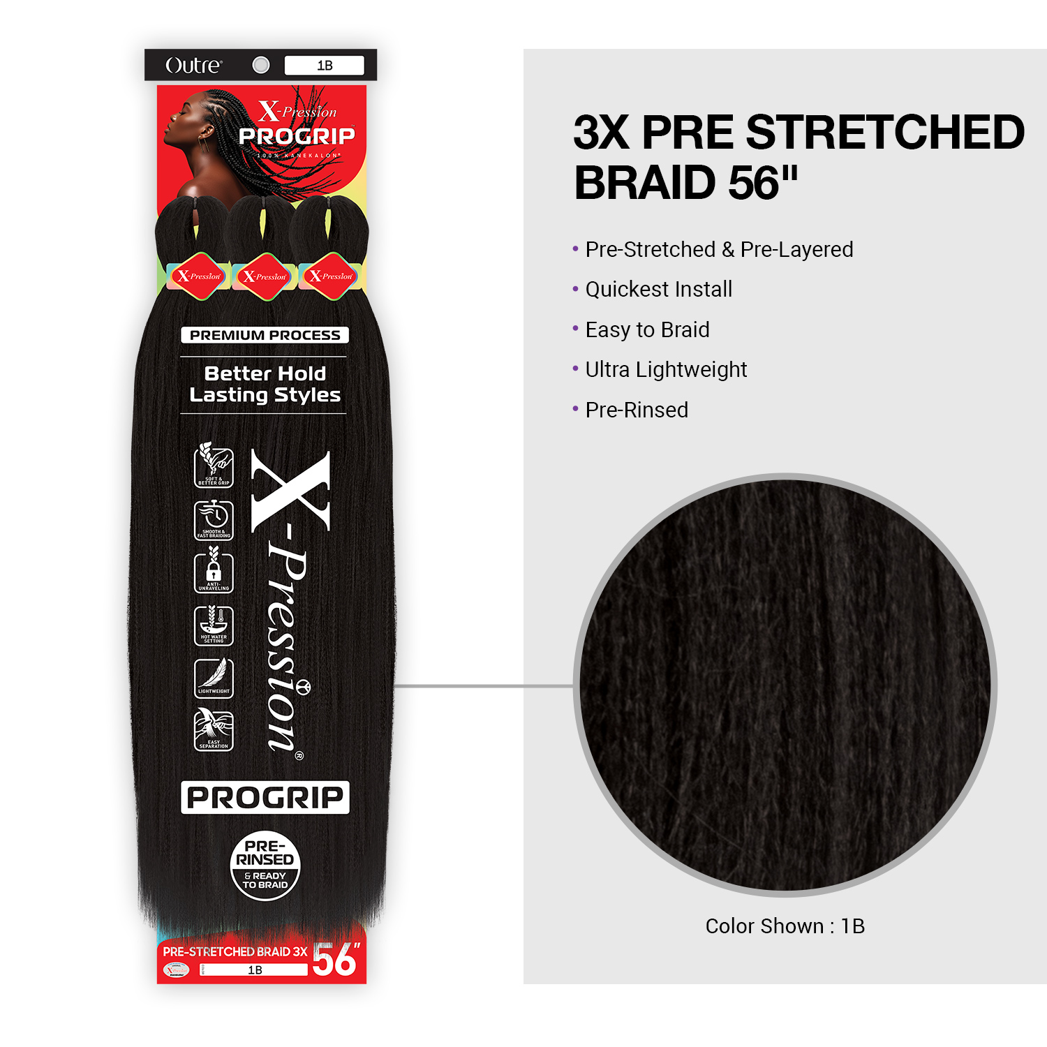 Outre Crochet Braids X-Pression Progrip 3X Pre Stretched Braid 56