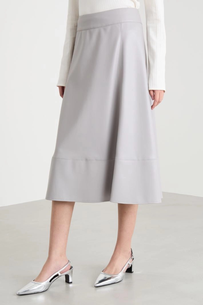 A-line skirt in coated fabric - GREY