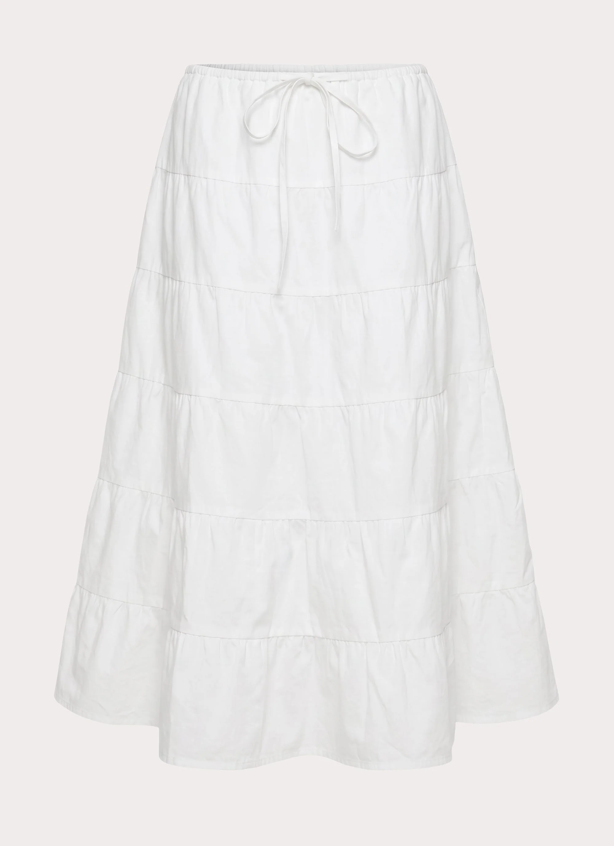 Aphira Tiered Midi Skirt - White