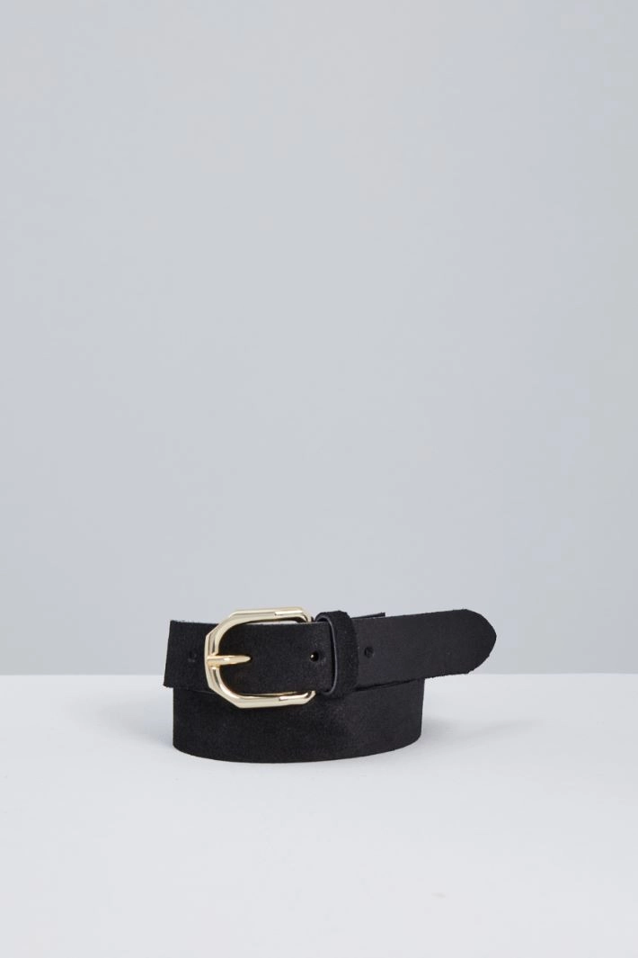 Belt with hexagonal buckle - BLACK GOLD