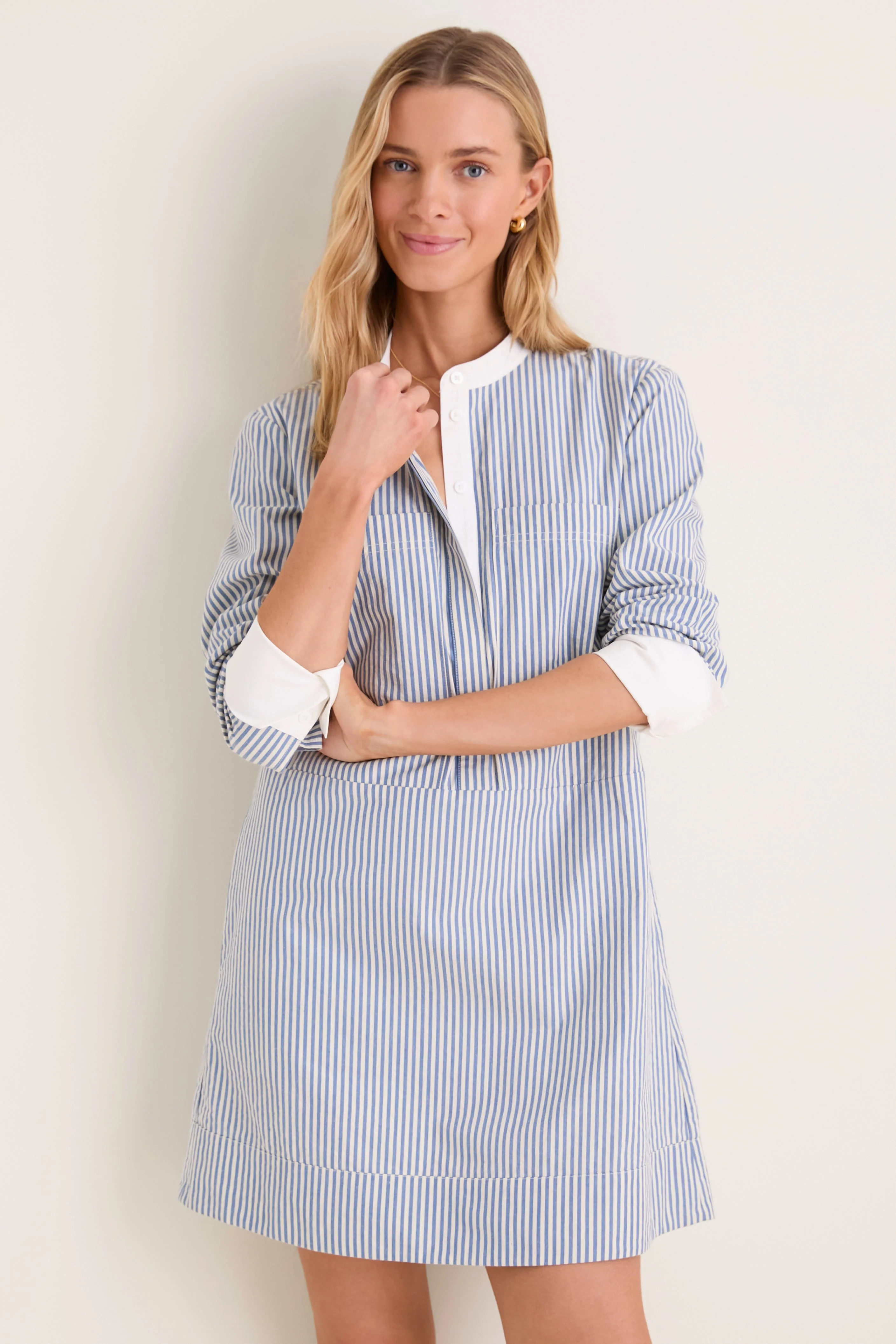 Blue Stripe Seersucker Rohan Shirt Dress