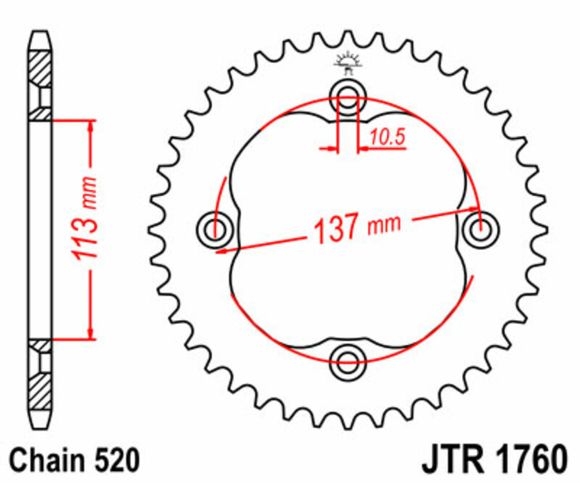 Couronne JT. acier standard 1760 - 520Ref : JTC01762A / 1074936002