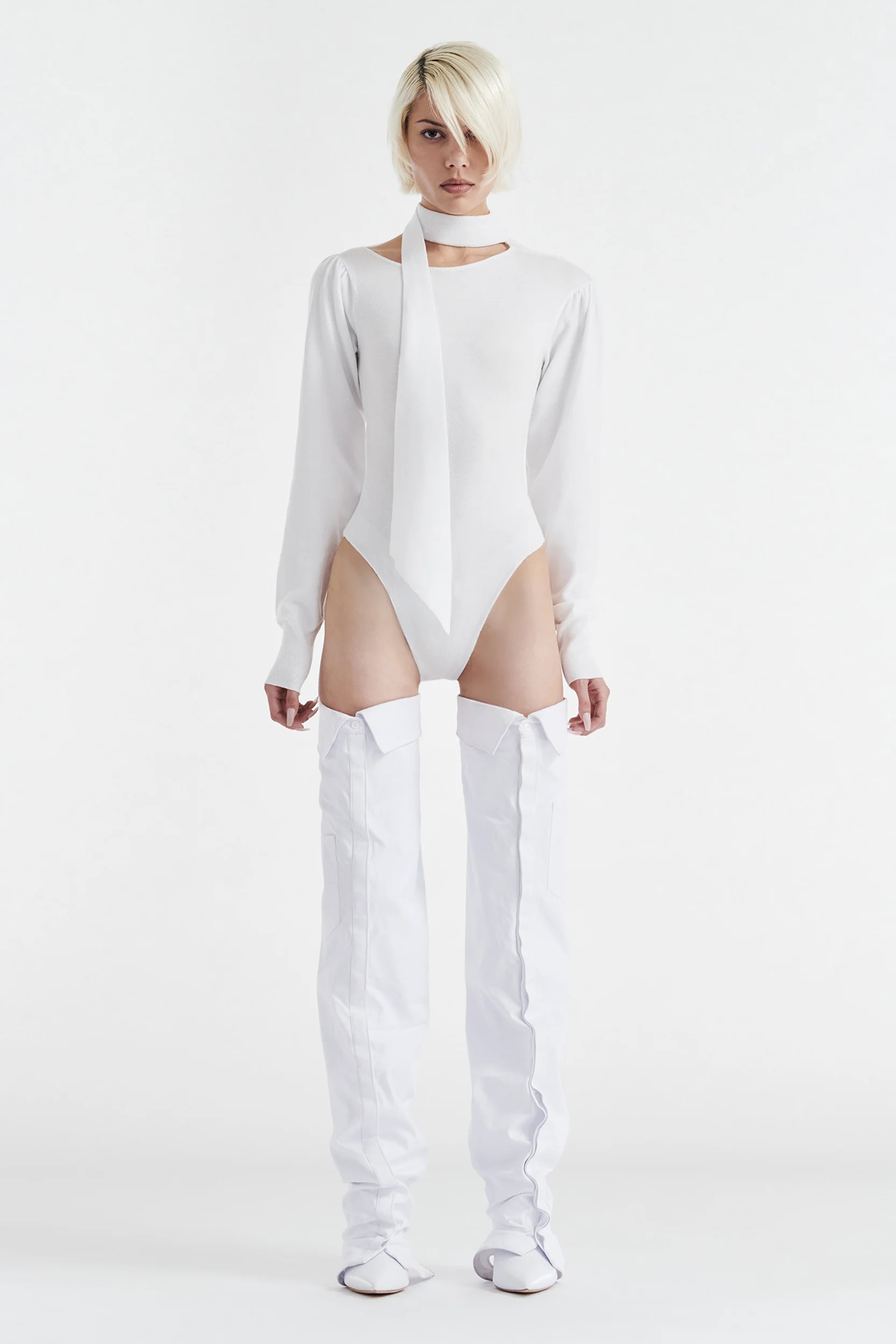 Vivienne Long Sleeve Knit Bodysuit - White