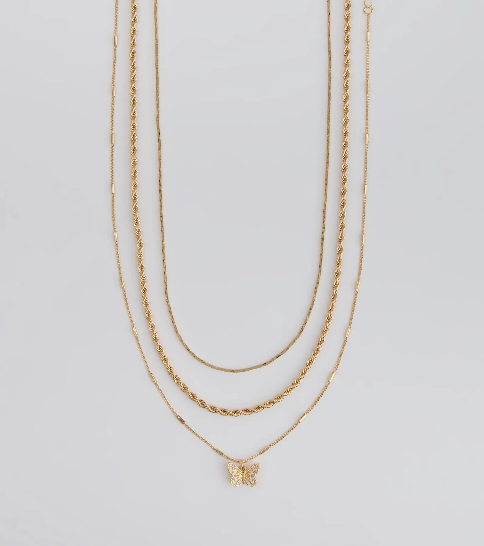 Wishing To Fly Butterfly Layered Necklace