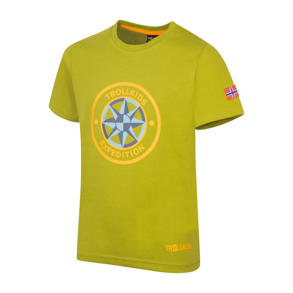 Trollkids Windrose T-Shirt Kids - Pear Green/Sahara Sunset