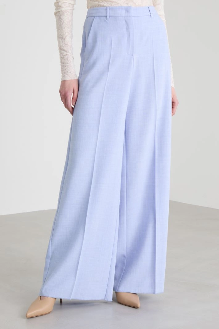 Mélange basketweave trousers - PALE BLUE