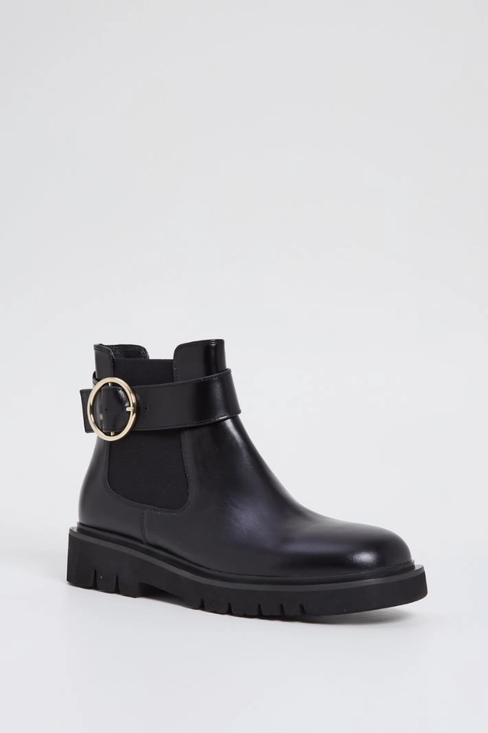 Beatles ankle boots with strap - BLACK