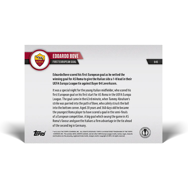 Topps UK - First European goal - EL TOPPS NOW® Card #45