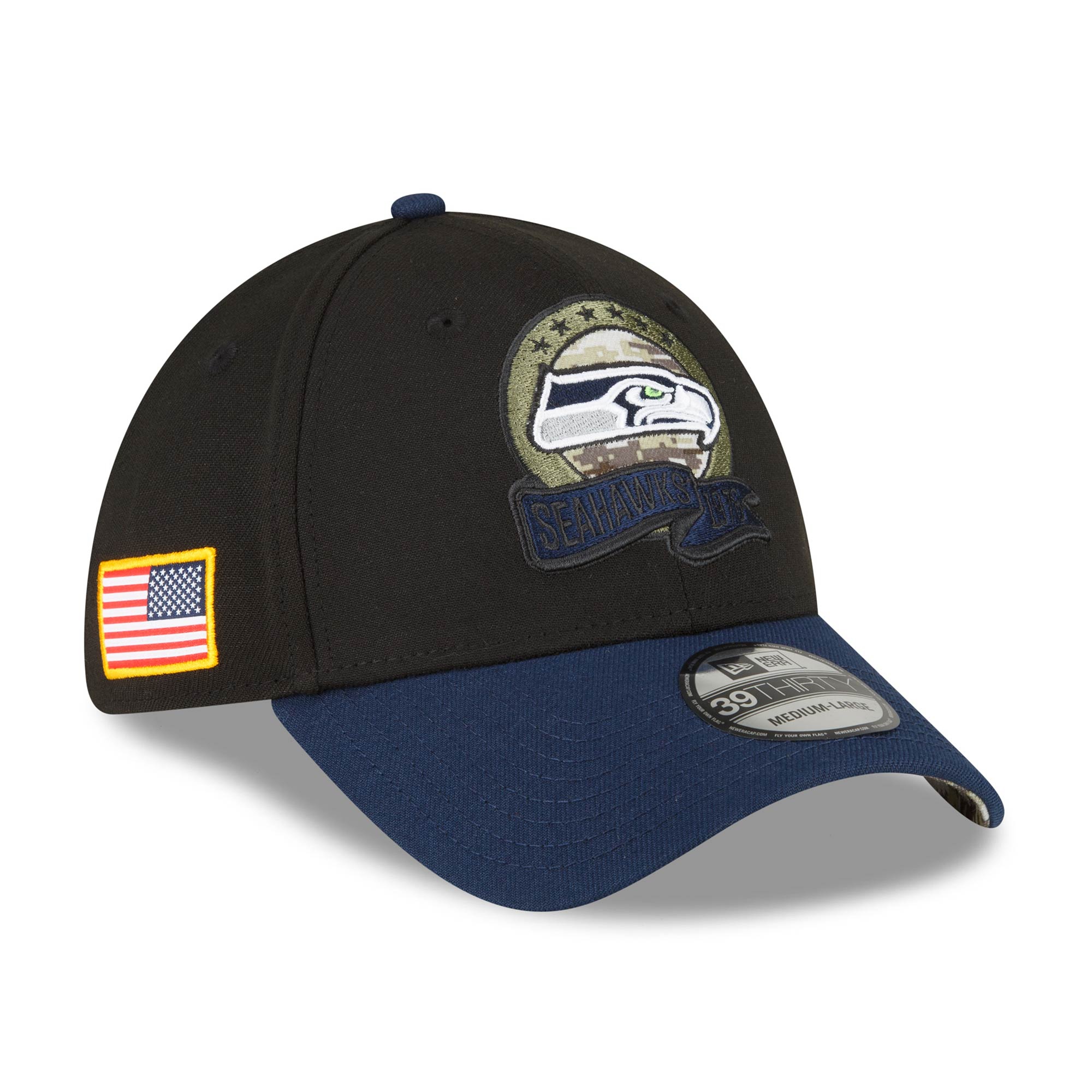 Seattle Seahawks 2022 NFL On-Field Salute to Service New Era 39THIRTY Flex Cap