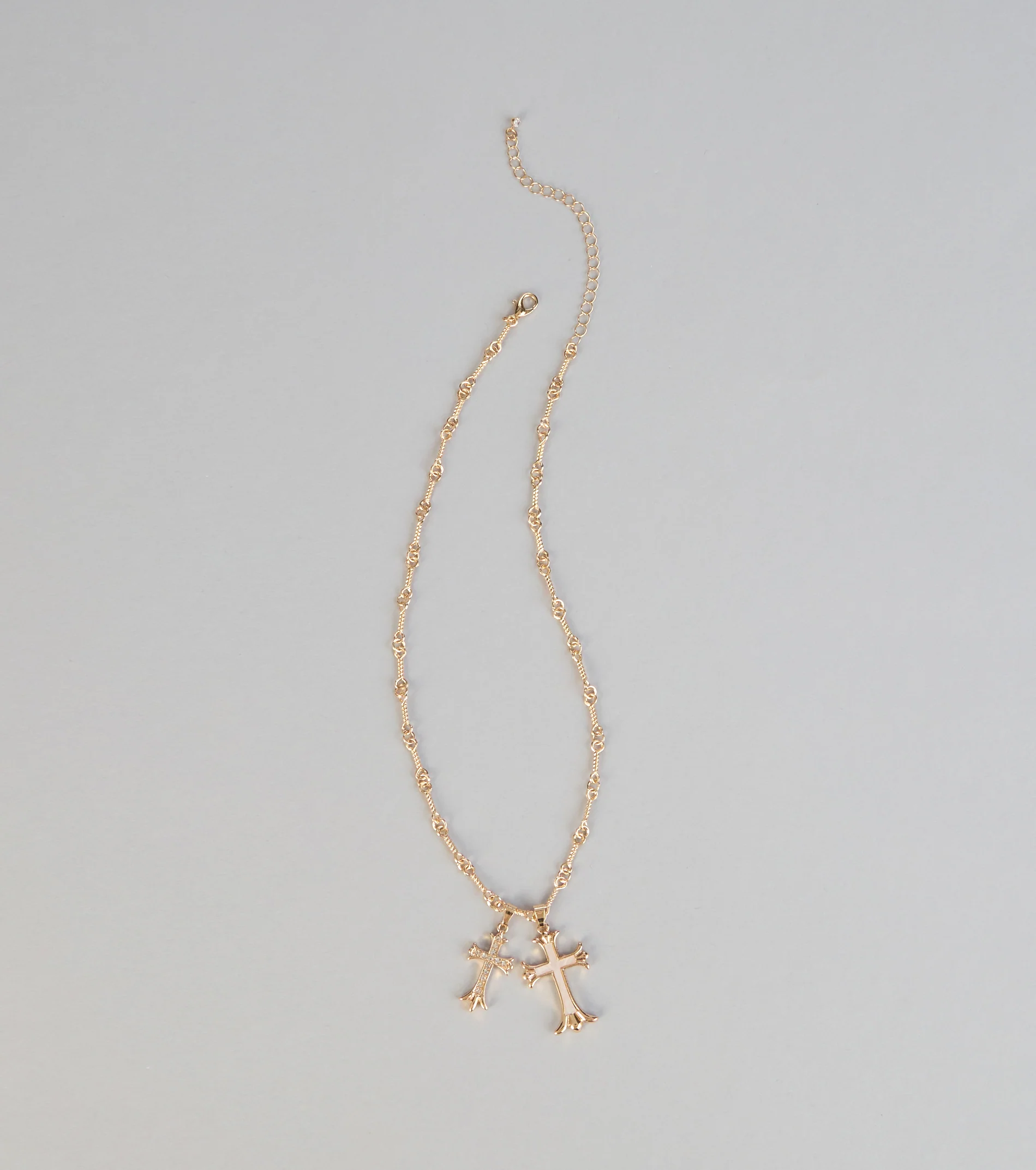 Layered Faith Double Cross Necklace
