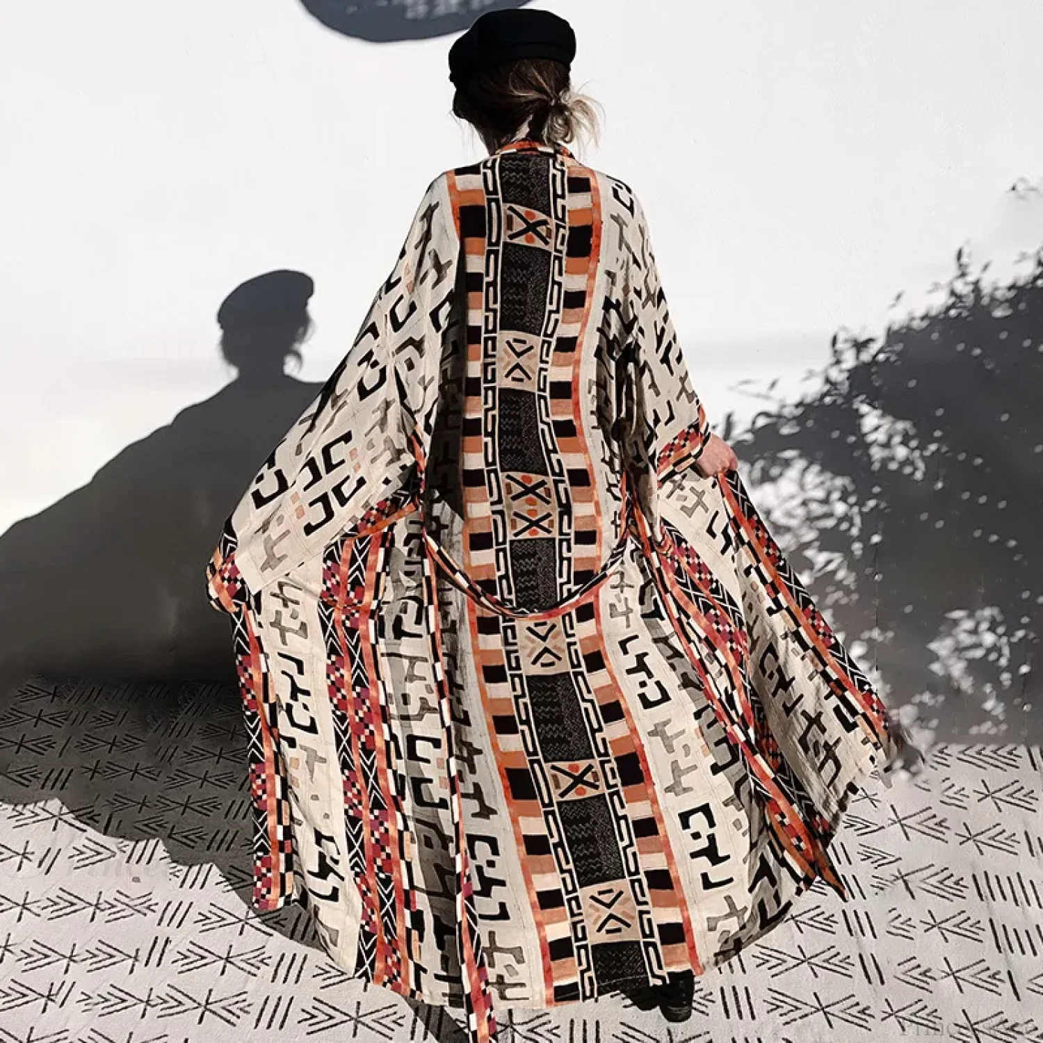 Boho Kimono Rayon Print Bikini Cover Up Loose Summer Dress
