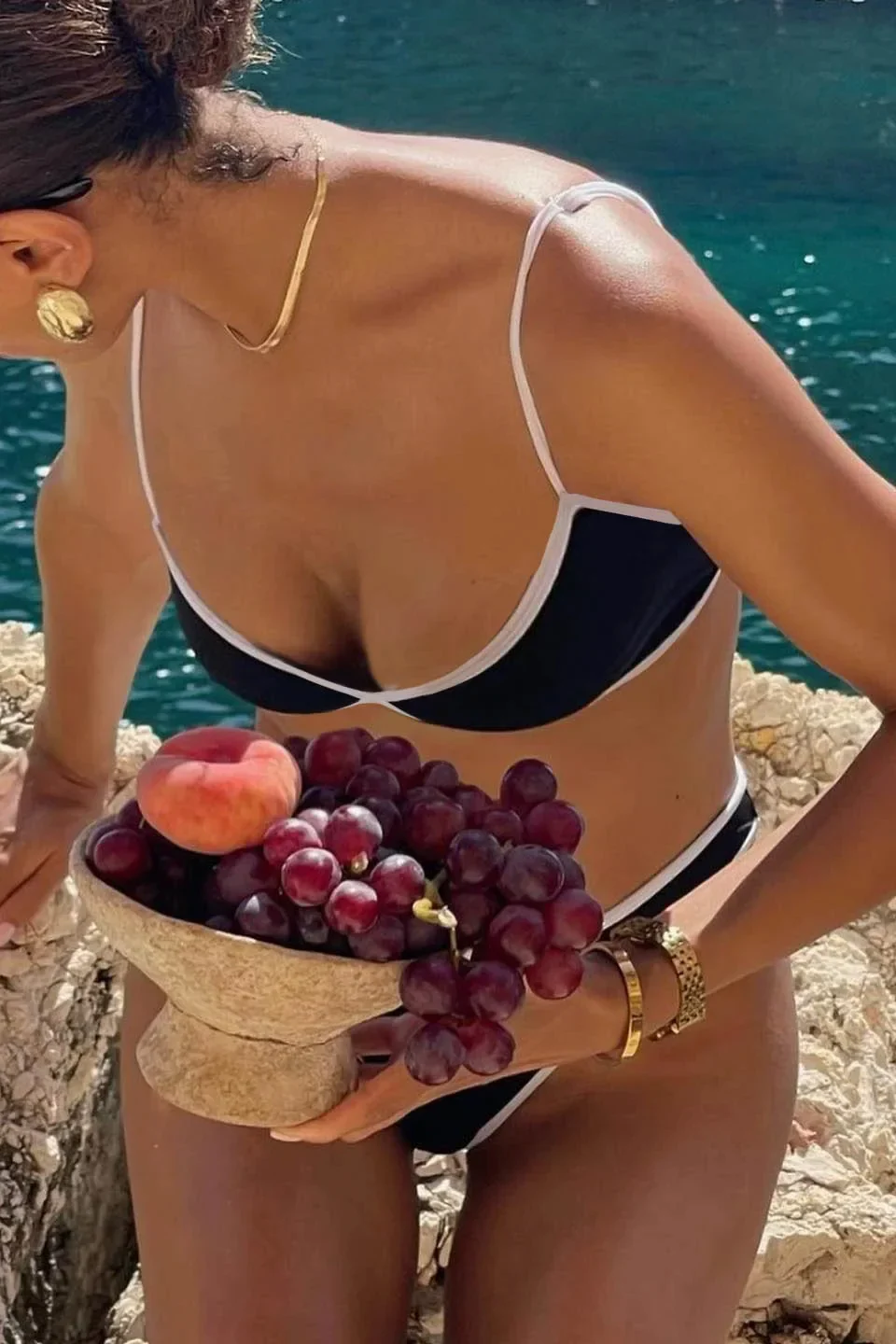 Black White Micro Bikini Set