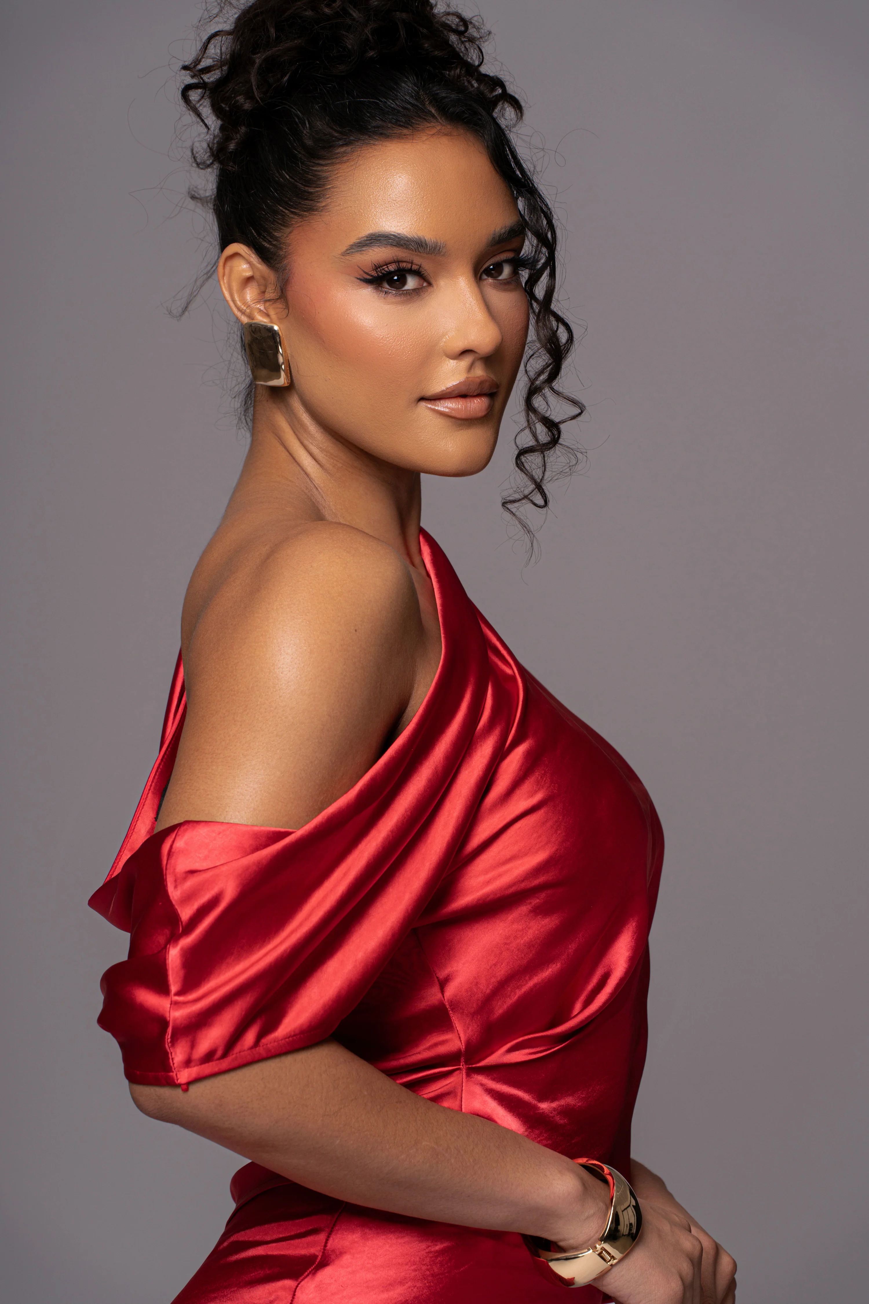 Red Rosi Asymmetrical Top