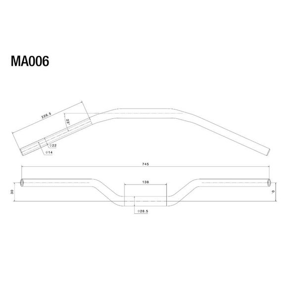 Rizoma Handlebars Height 30 mm Diameter 22 mm Universal - GrayRef: RZ0235