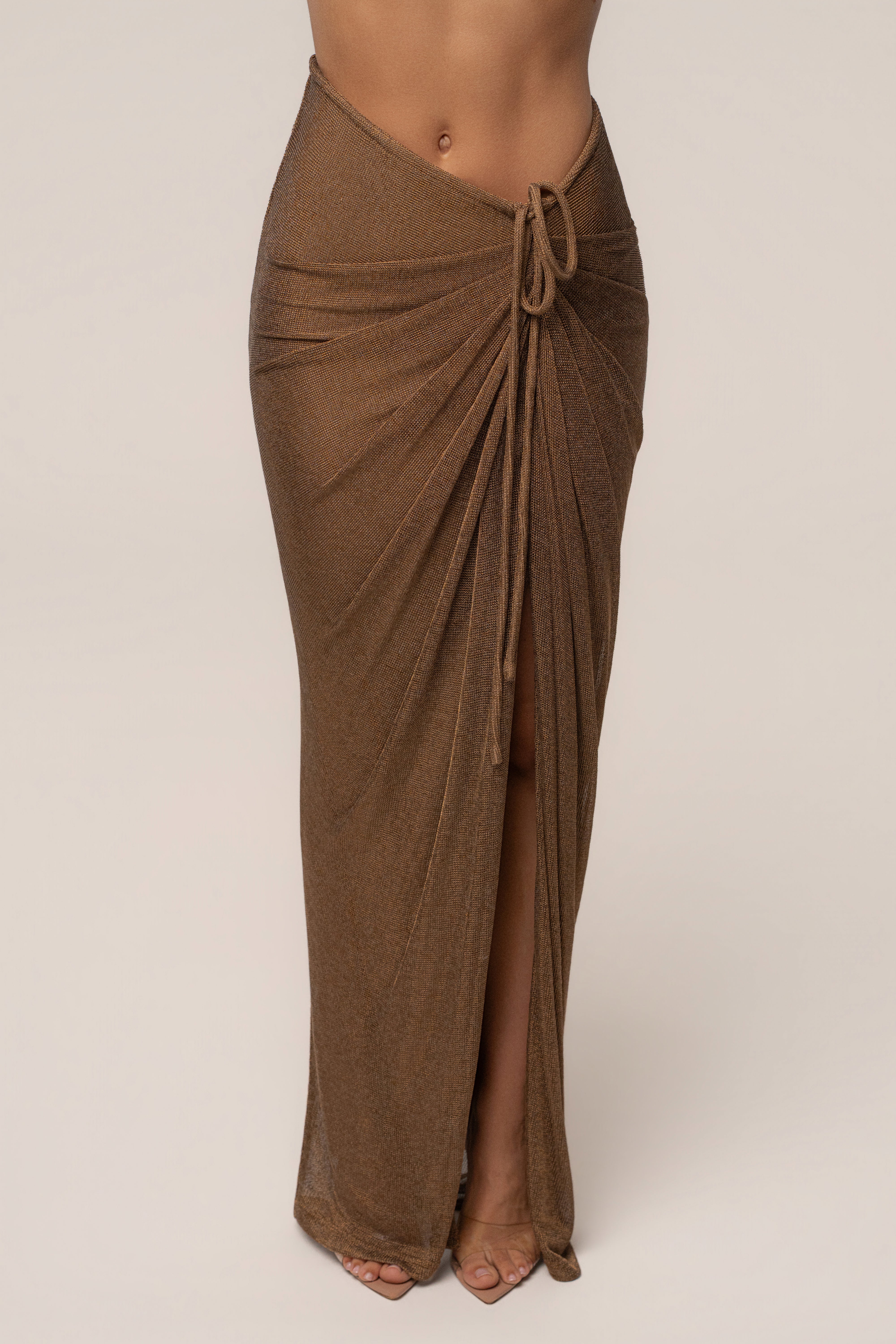 Bronze Noelia Metallic Slit Skirt