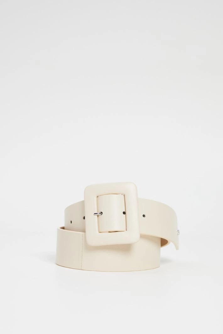 Belt with covered buckle - IVORY