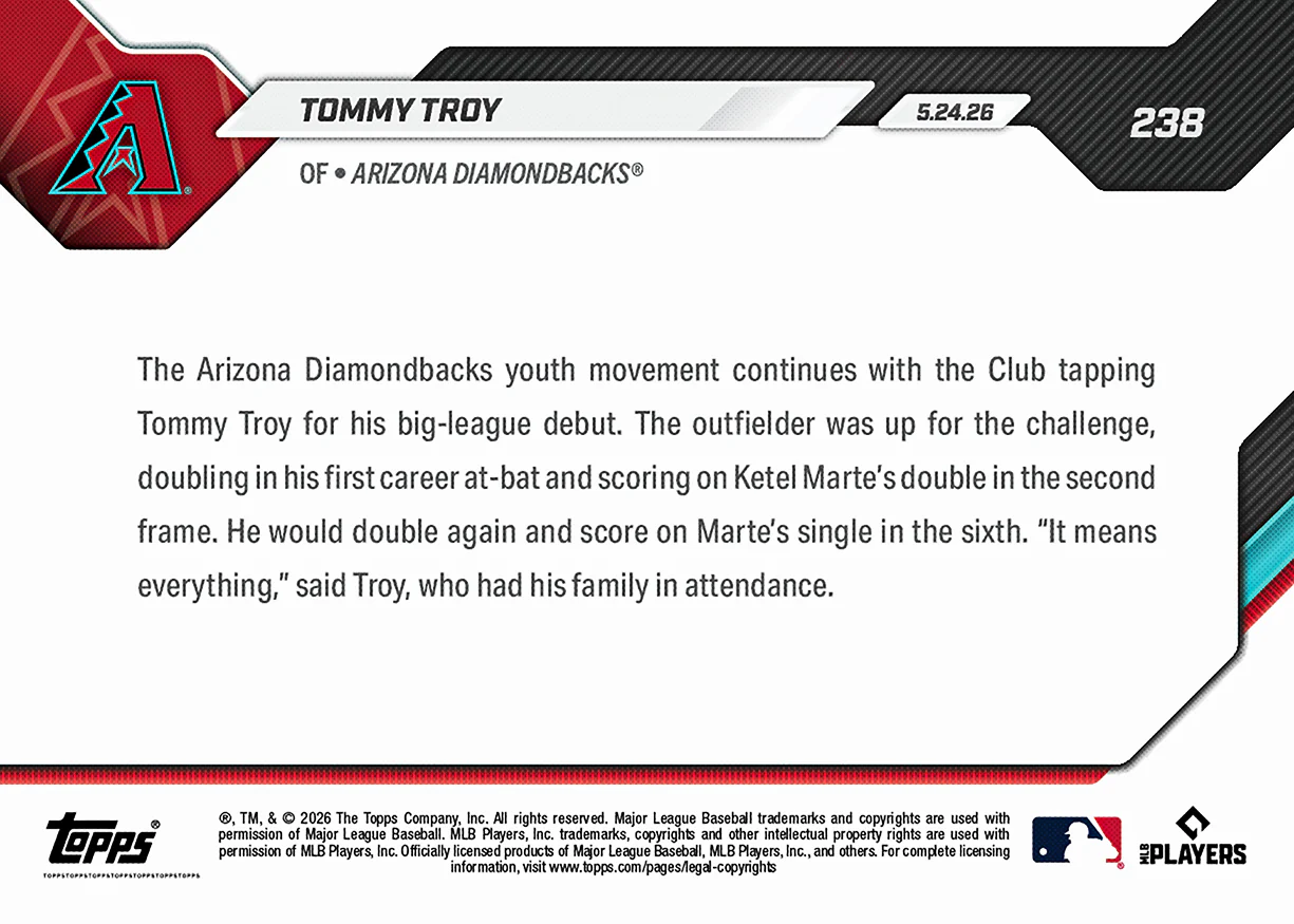 Tommy Troy - 2026 MLB Topps NOW® - Card 238