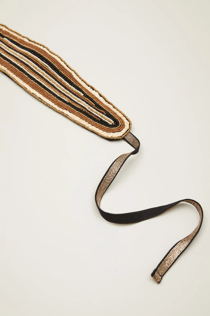 Headband with beads - BROWN SAND BLACK