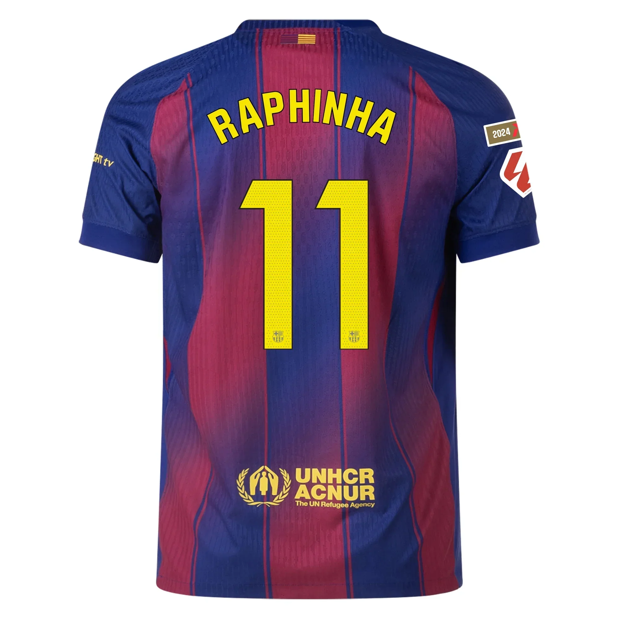 Barcelona Authentic Raphinha Home Jersey w/ La Liga Champion Patches 25/26 (Deep Royal Blue/Midwest Gold)