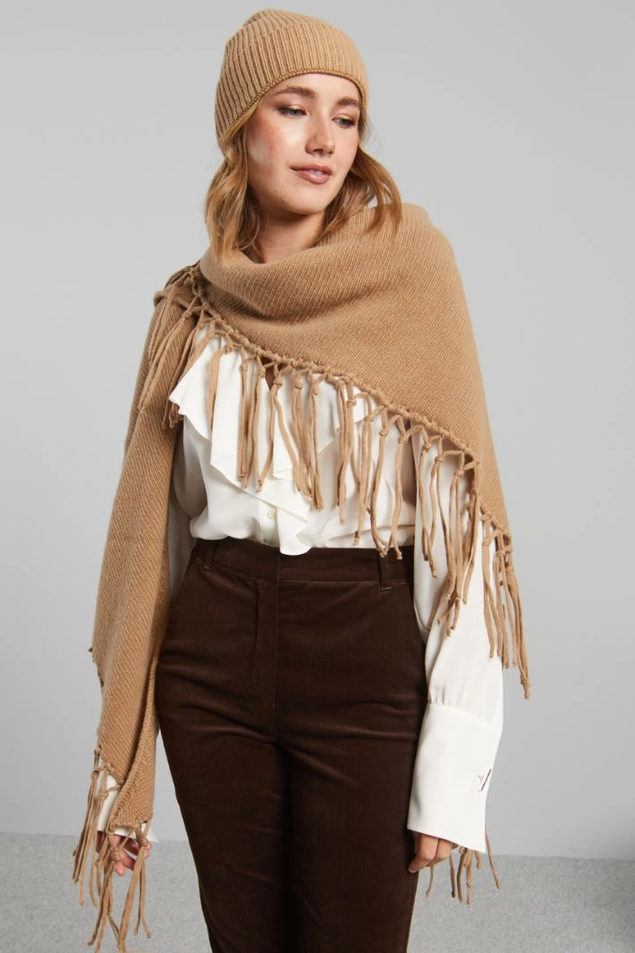 Turn-up beanie hat - CAMEL