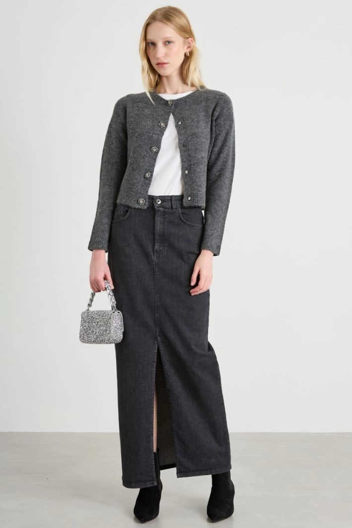 Cardigan with jewel buttons - GREY