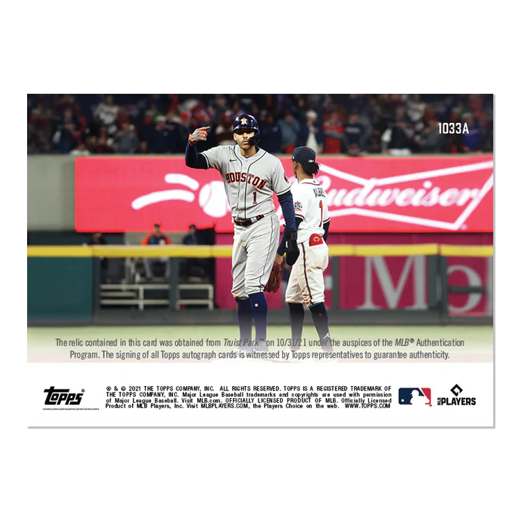 On-Card Auto-Relic # to 99 - Carlos Correa - 2021 MLB TOPPS NOW® Card 1033A