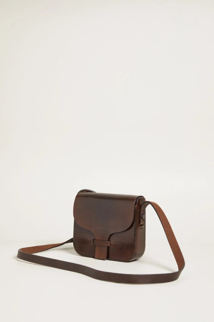 Leather crossbody bag - DARK BROWN