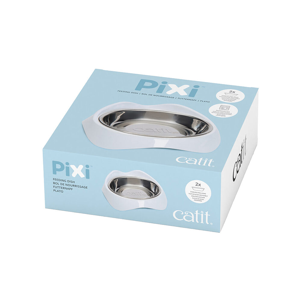 Catit Pixi Dish - 2 x 200 ml - 16 x 13 x 5.7 cm - White/silver