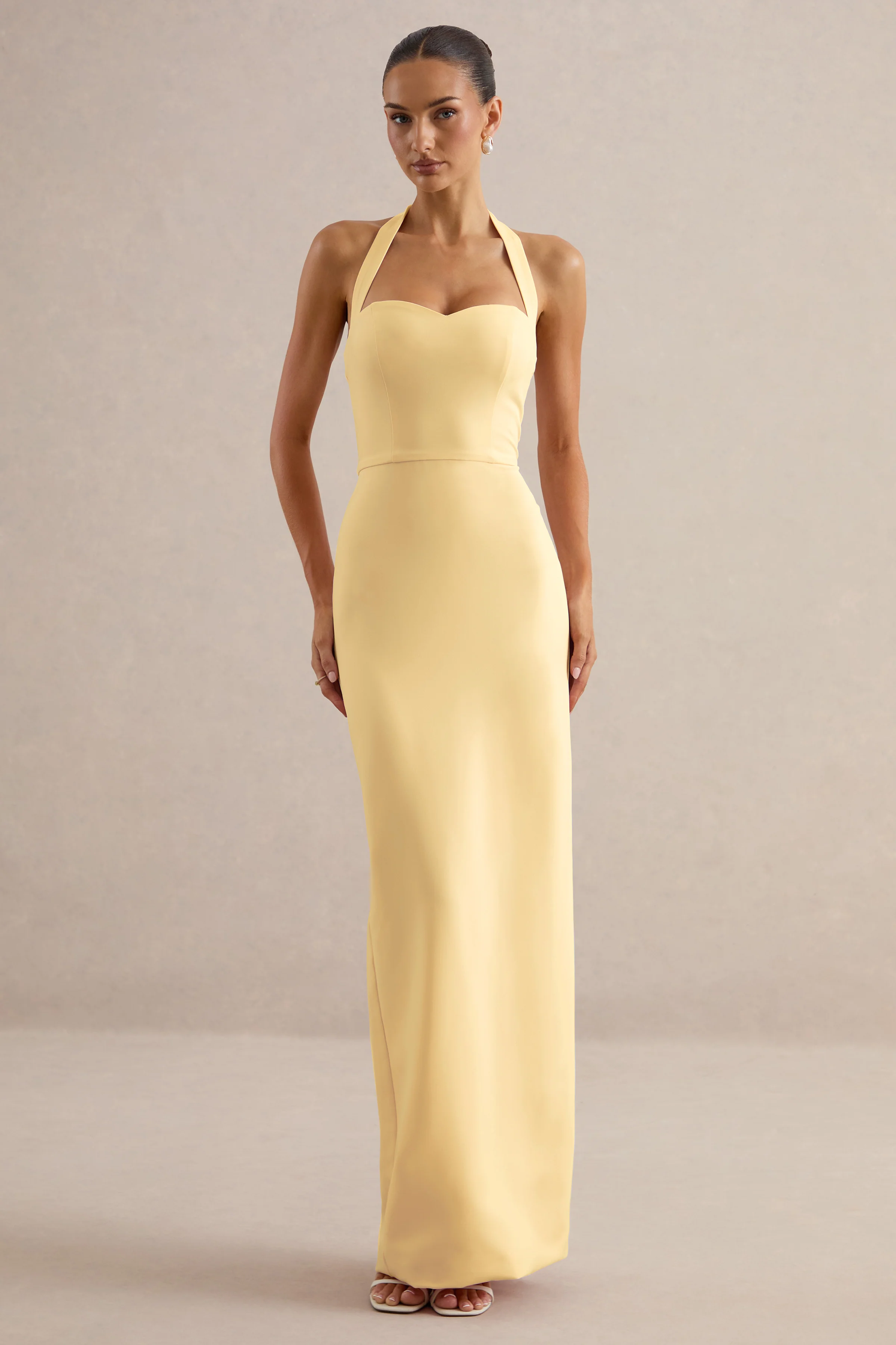 Heloira | Lemon Sweetheart-Neck Maxi Dress