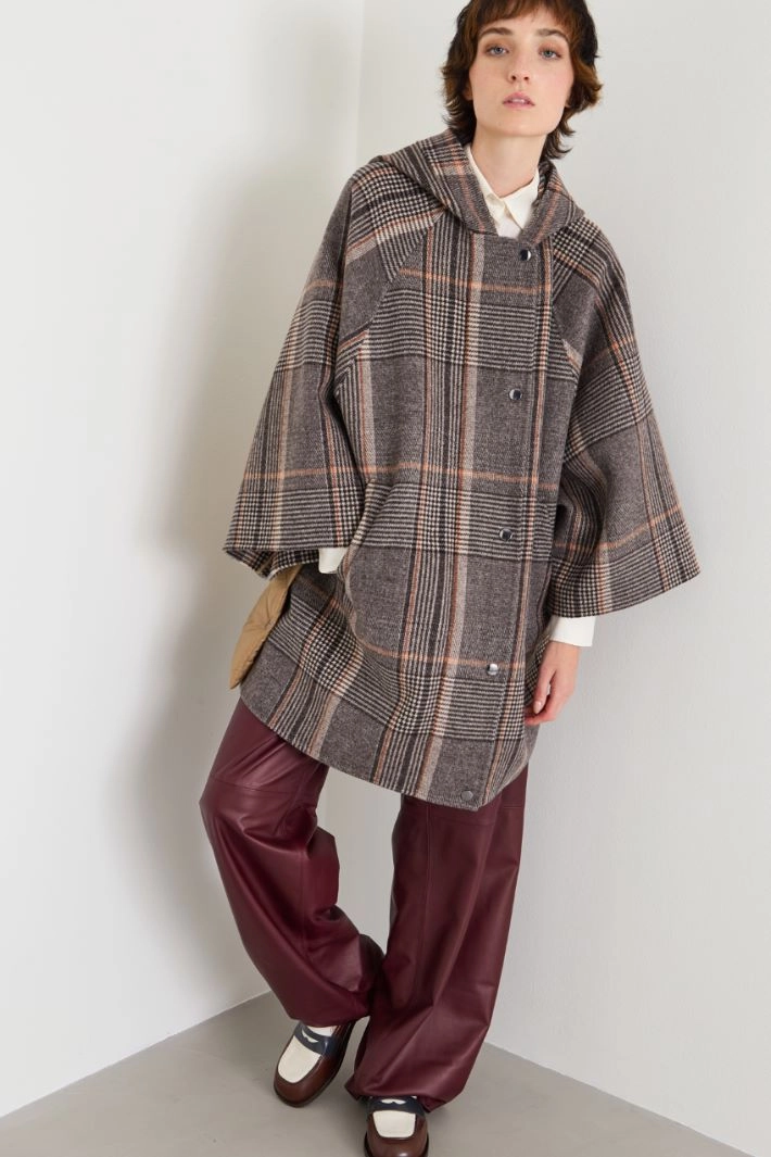 Wool and technical satin coat - GREY