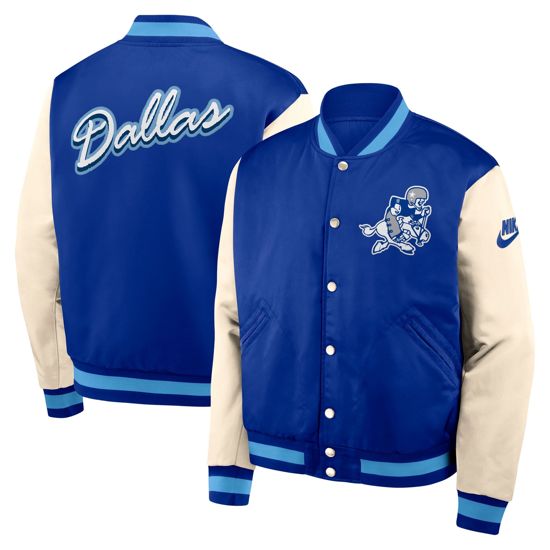 Dallas Cowboys Rewind Legacy Bomber Jacket Blue/Cream