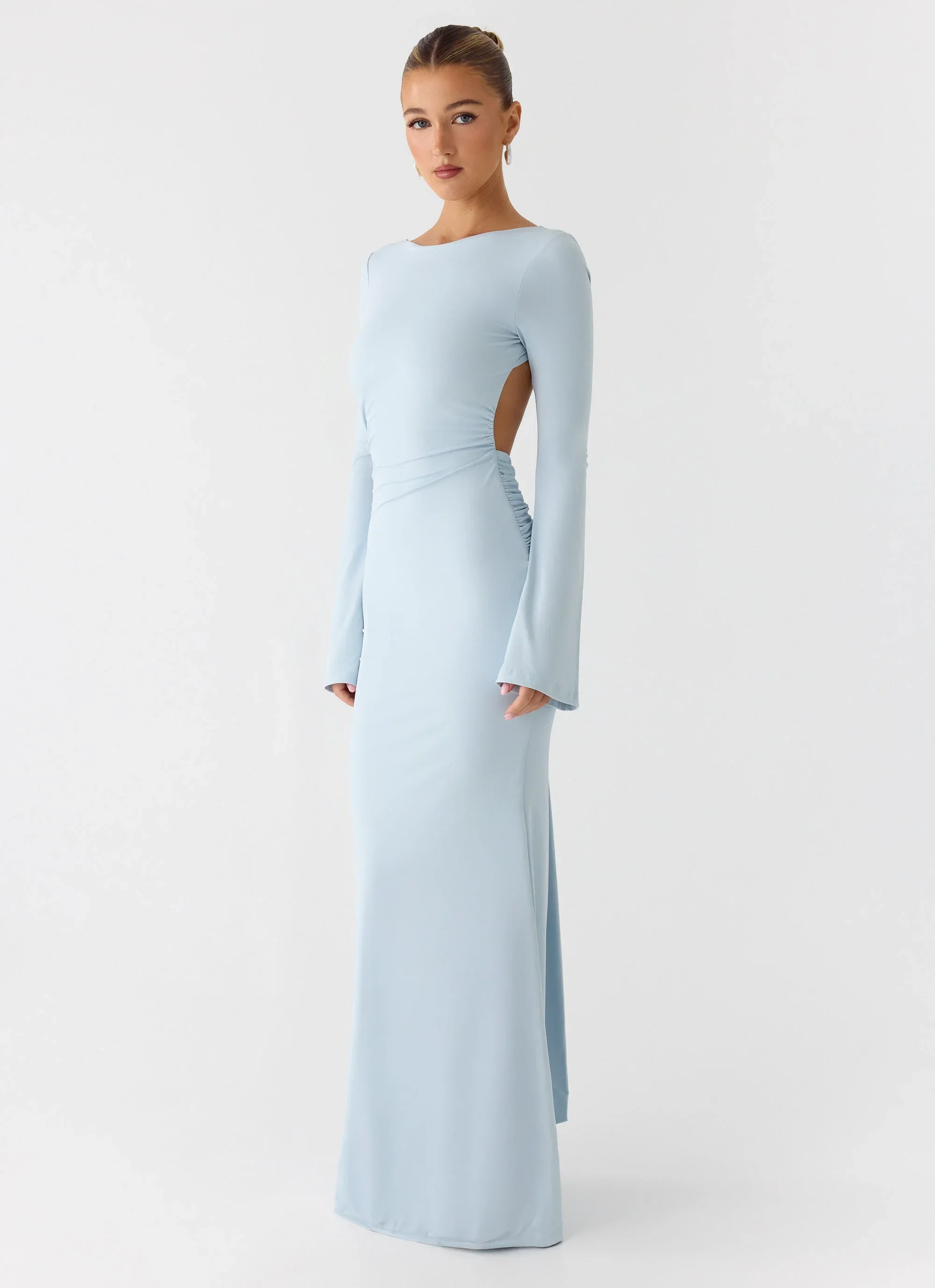 Midnight Song Long Sleeve Maxi Dress - Misty Blue