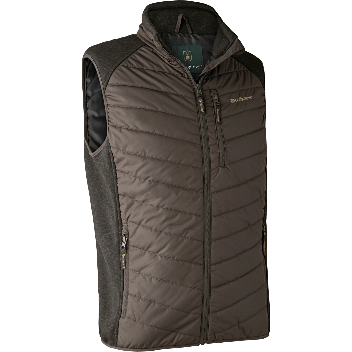 Moor Padded Waistcoat Men, With Knit (Brown Leaf)