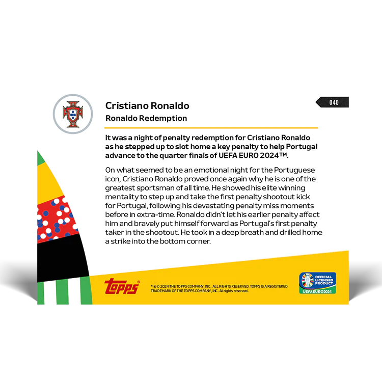 Cristiano Ronaldo - Ronaldo Redemption- EURO 2024 TOPPS NOW® Card 40