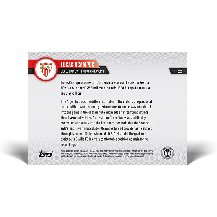 Topps UK - Seals game with goal and assist - EL TOPPS NOW® Card #26