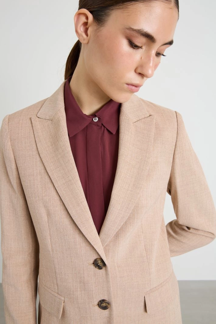 Basketweave melange blazer - BEIGE