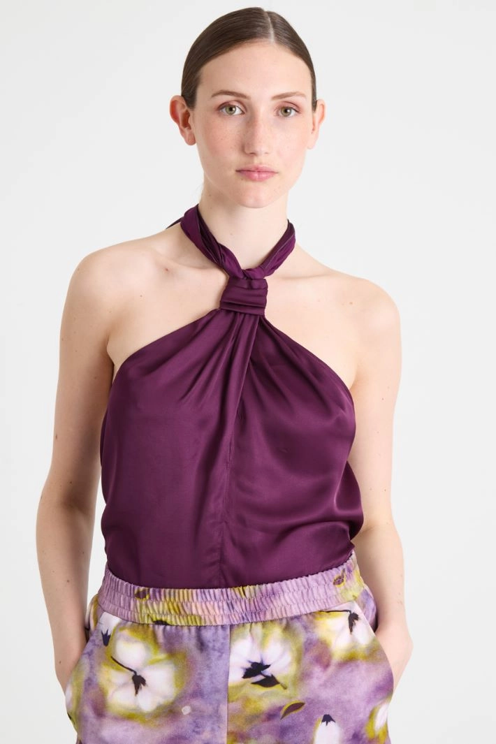 Halter neck top - EGGPLANT