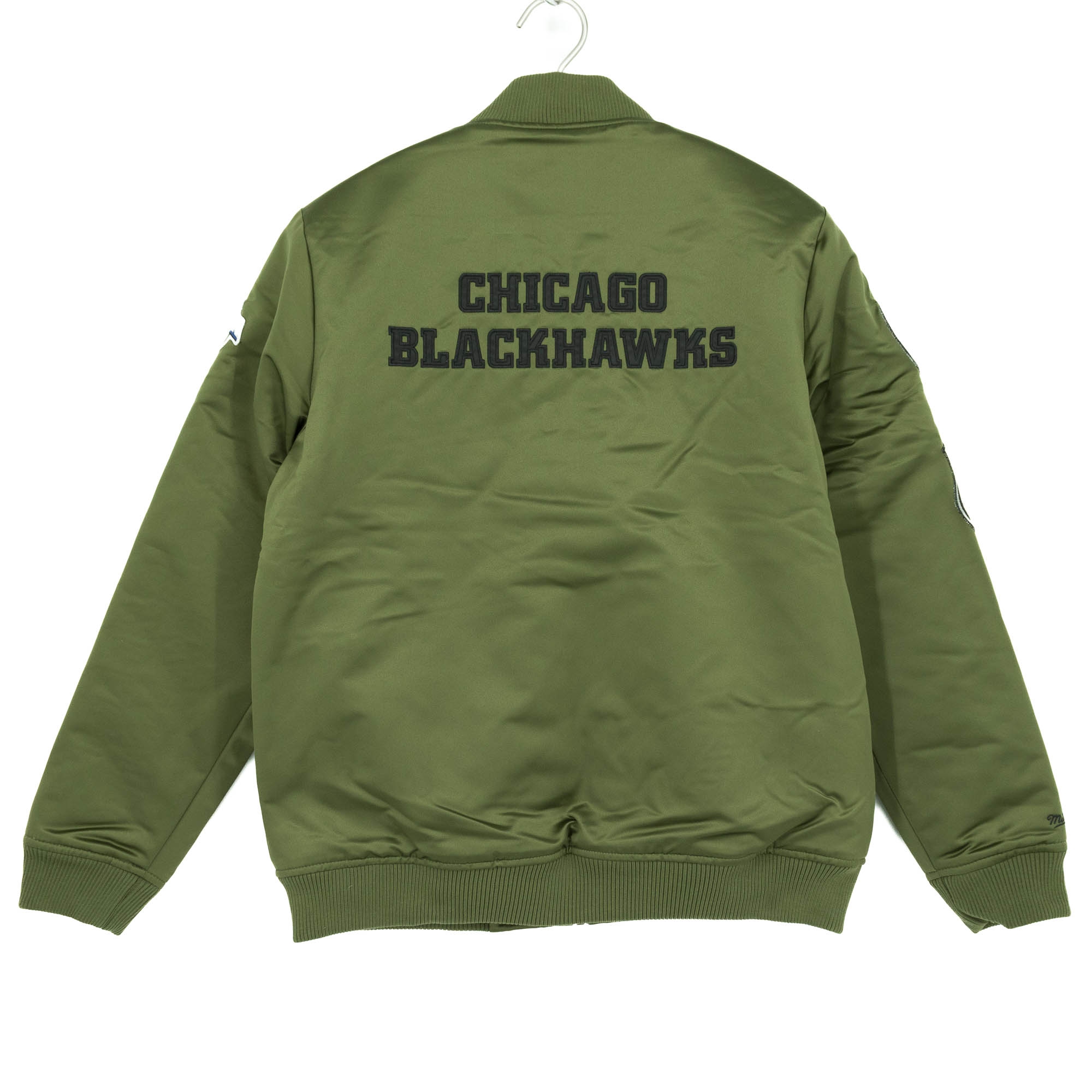 Chicago Blackhawks Olive Mitchell & Ness Heavyweight Satin NHL Jacket