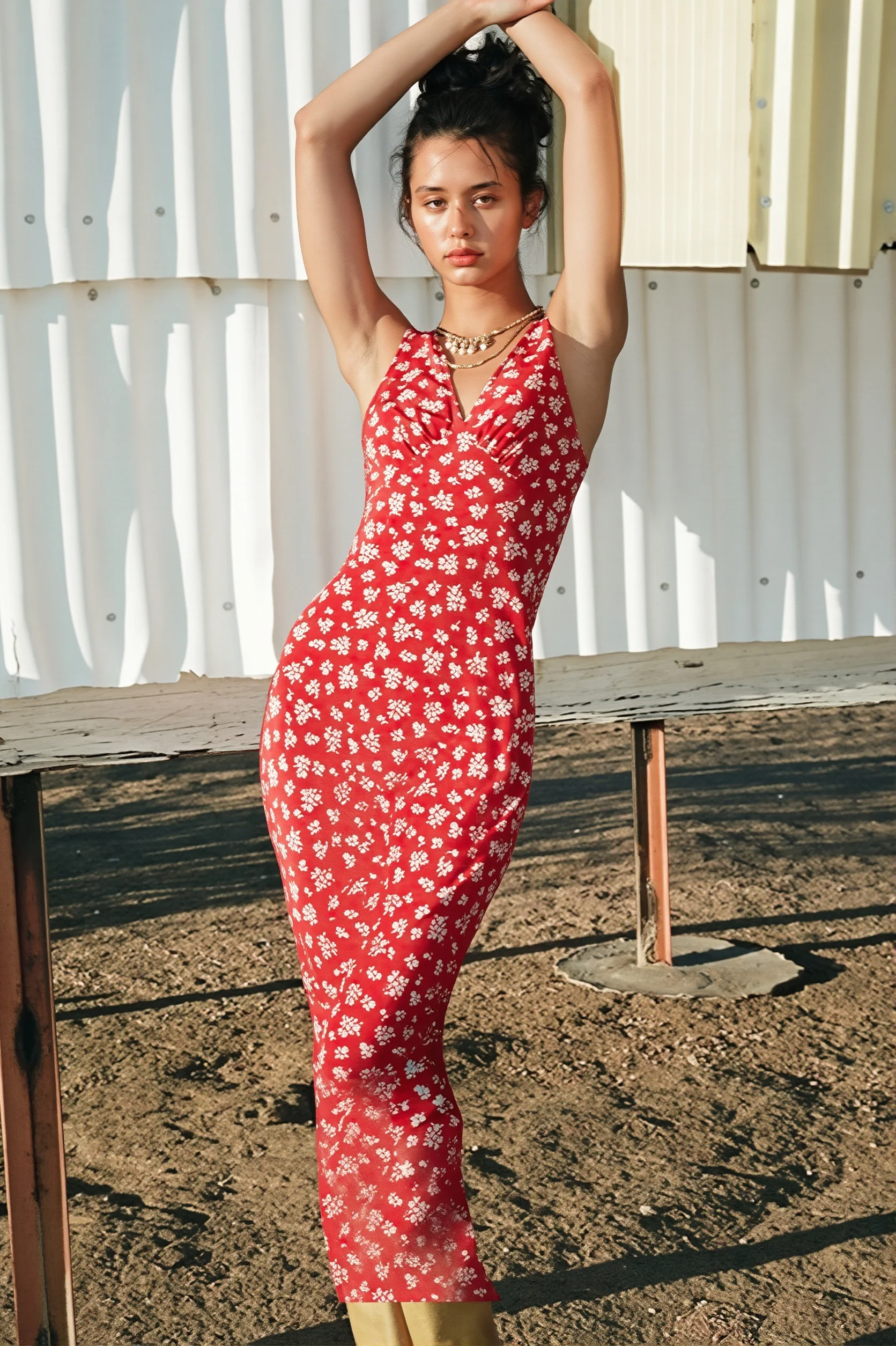 Deep V Floral Vacation Tank Maxi Dress