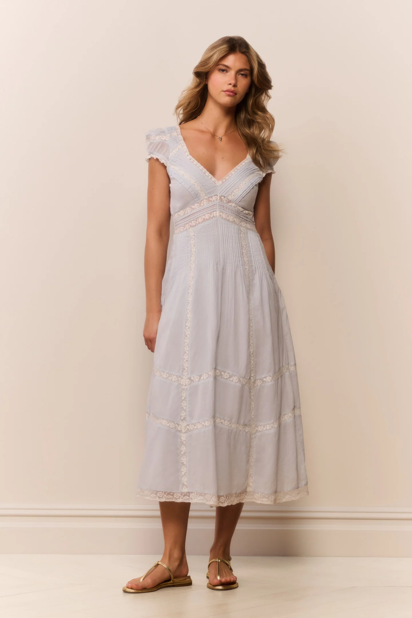 Suvi Cotton Midi Dress - BABY BLUEBELL