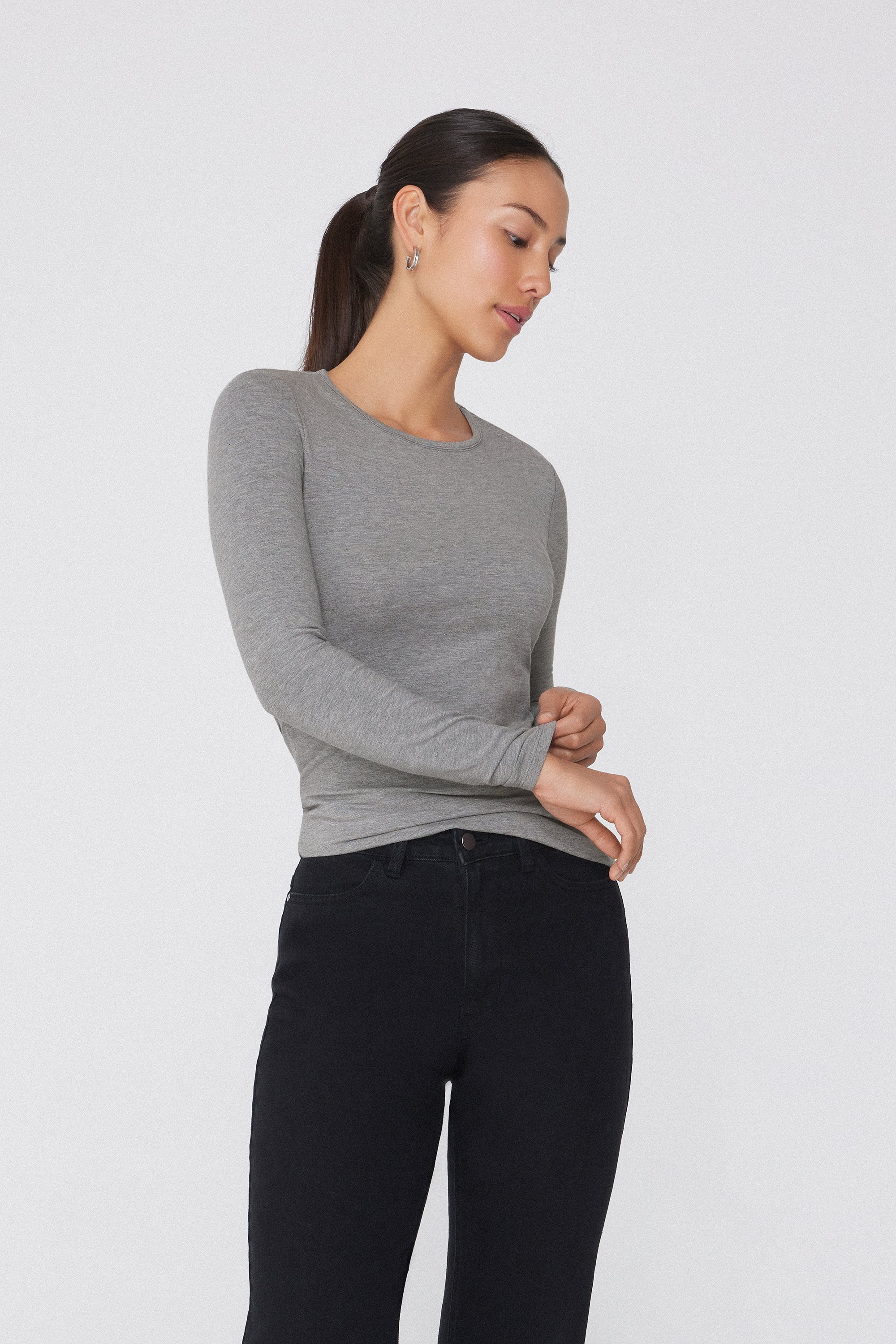 Cotton and Thermal Modal Rounded Neck Top
