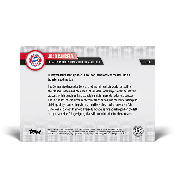 Topps UK - FC Bayern Munchen make world-class addition - UCL TOPPS NOW® Card #76