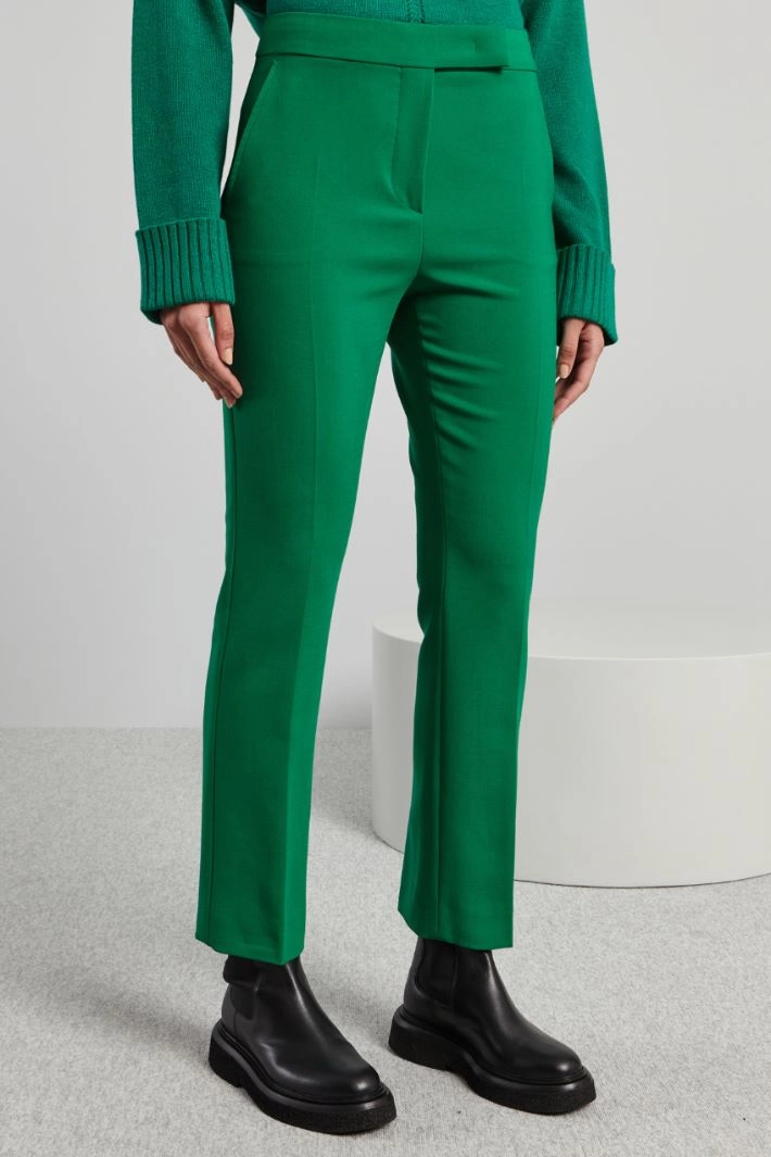 Straight, wool trousers - GREEN