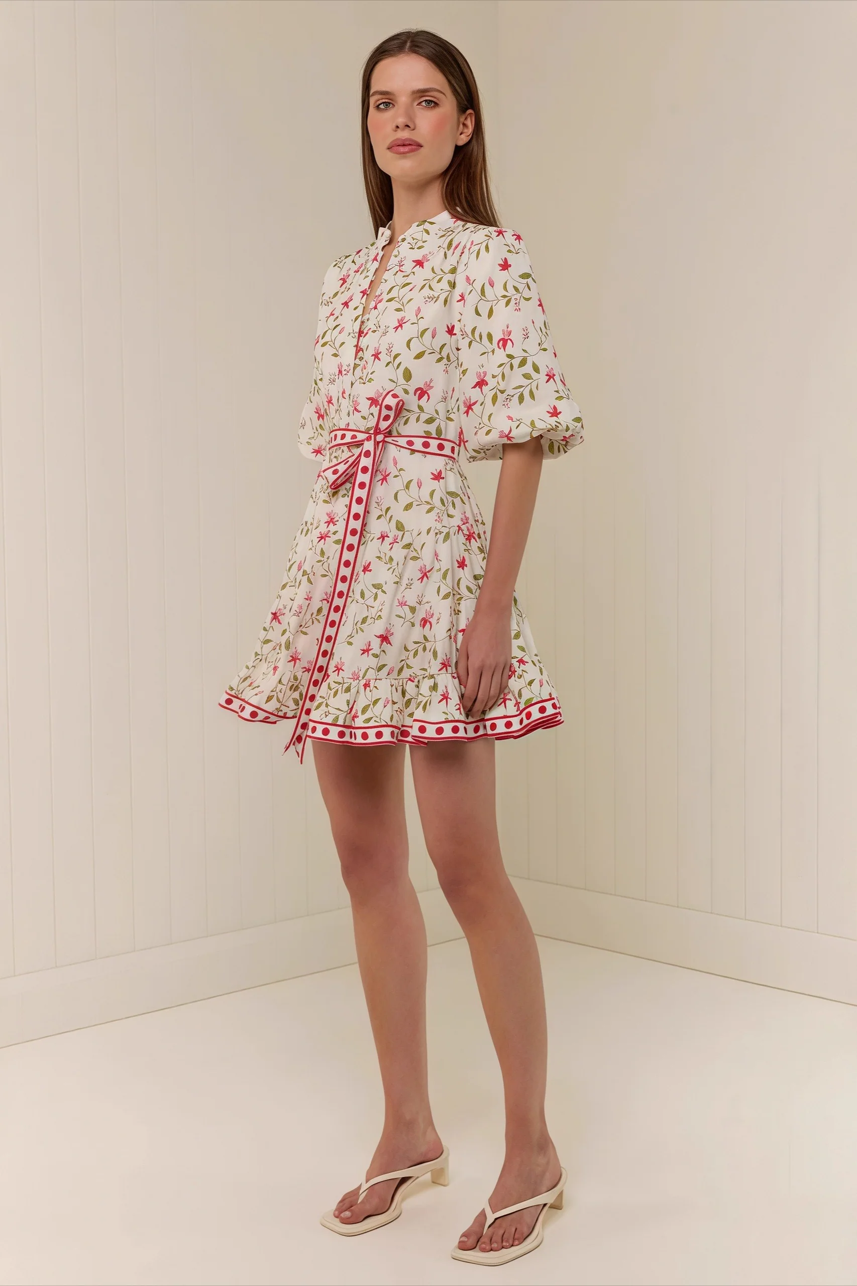 Casual Linen Lace-up Belted Summer Beach Mini Dress