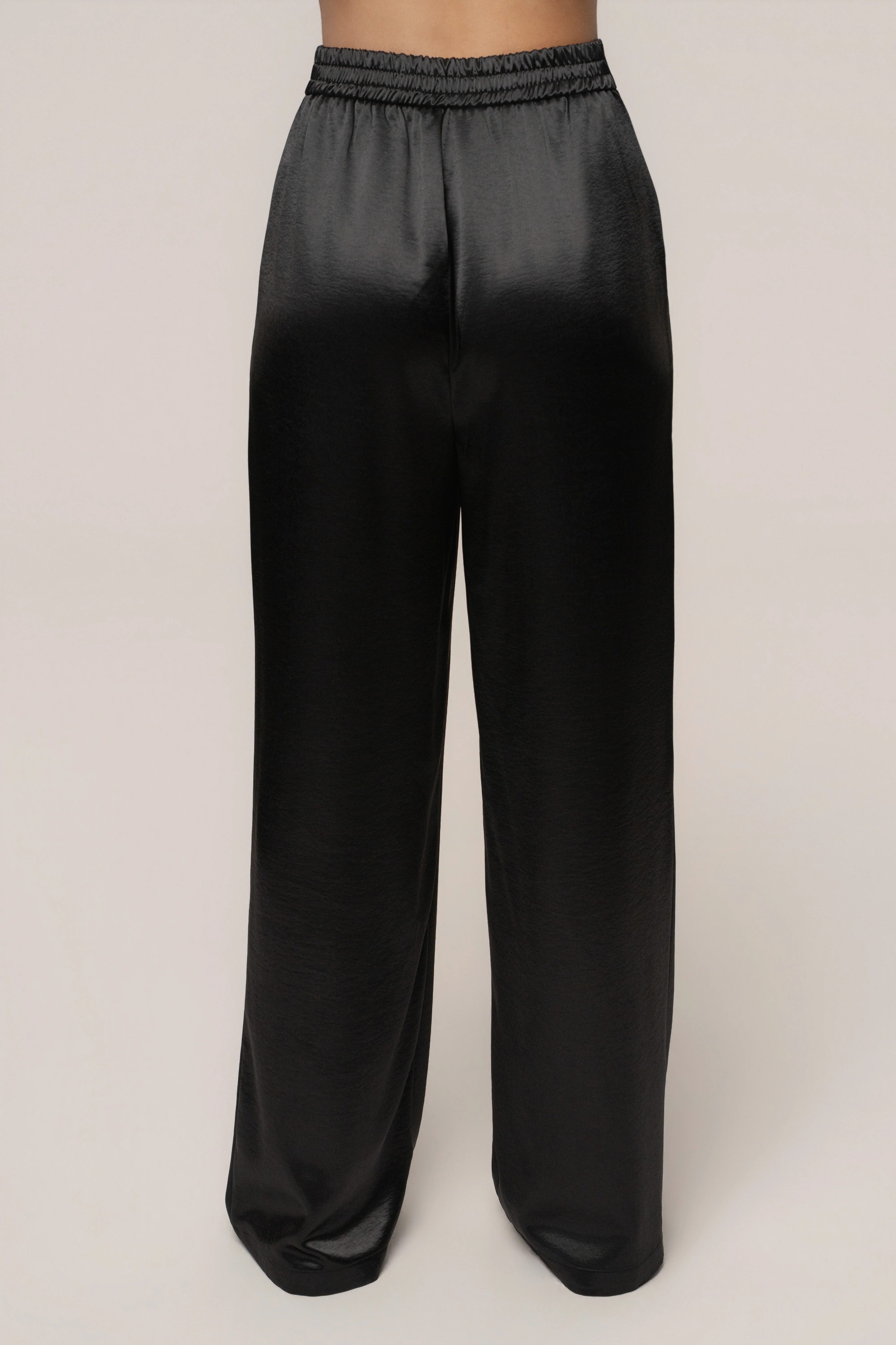 Black Thea Satin Pants